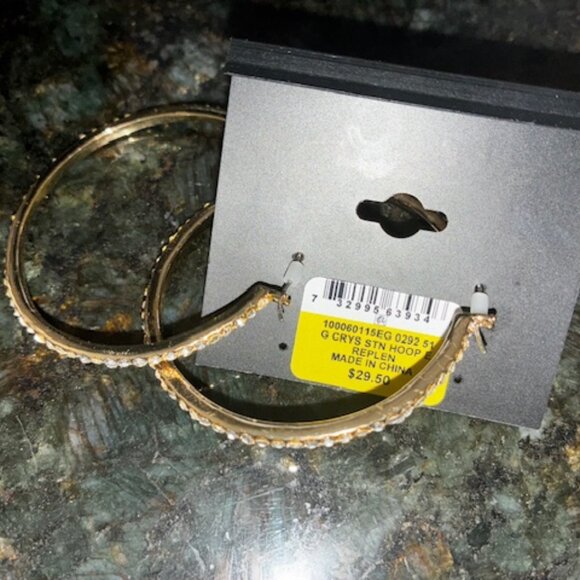 I.N.C. International Concepts Large Pavé Medium Hoop Earrings , 2" - NEW - Picture 3 of 4